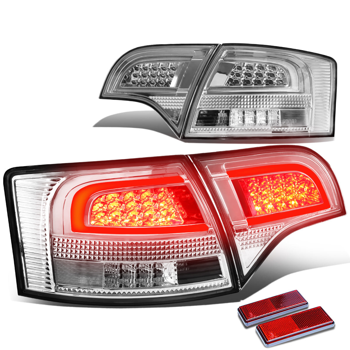 FAROS TRASEROS 05-08 AUDI S4 , A4 , A4 QUATTRO - 3D - TRON STYLE LED - CLEAR / RED