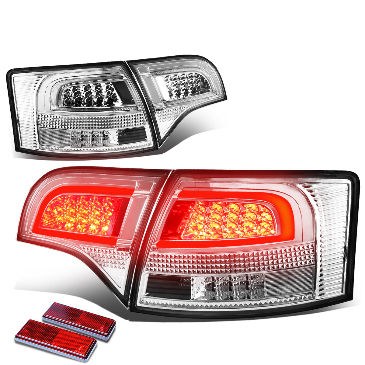FAROS TRASEROS 05-08 AUDI S4 , A4 , A4 QUATTRO - 3D - TRON STYLE LED - CLEAR / RED