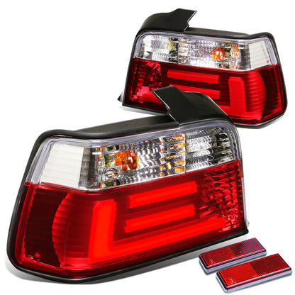 FAROS TRASEROS 92-98 BMW 3-SERIES E36 4-DR - 3D STRIP - LED - CHROME / RED