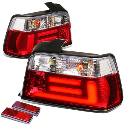 FAROS TRASEROS 92-98 BMW 3-SERIES E36 4-DR - 3D STRIP - LED - CHROME / RED