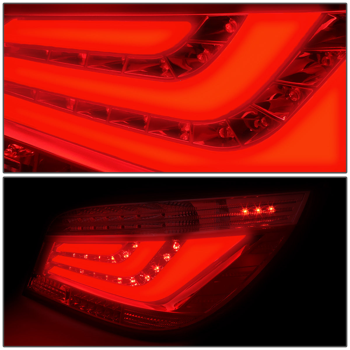 FAROS TRASEROS 04-07 BMW 5-SERIES E60 4-DR - 3D STRIP - LED - RED / CLEAR