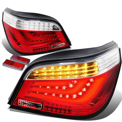FAROS TRASEROS 08-10 BMW 5-SERIES E60 - 4-DR - 3D STRIP - LED - RED / CLEAR