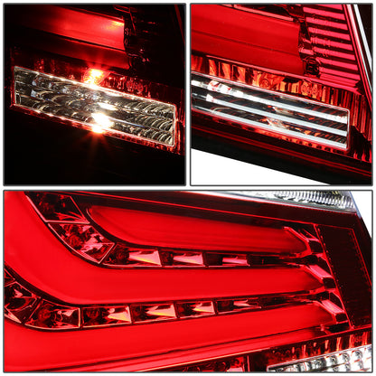 FAROS TRASEROS 08-10 BMW 5-SERIES E60 - 4-DR - 3D STRIP - LED - RED / CLEAR