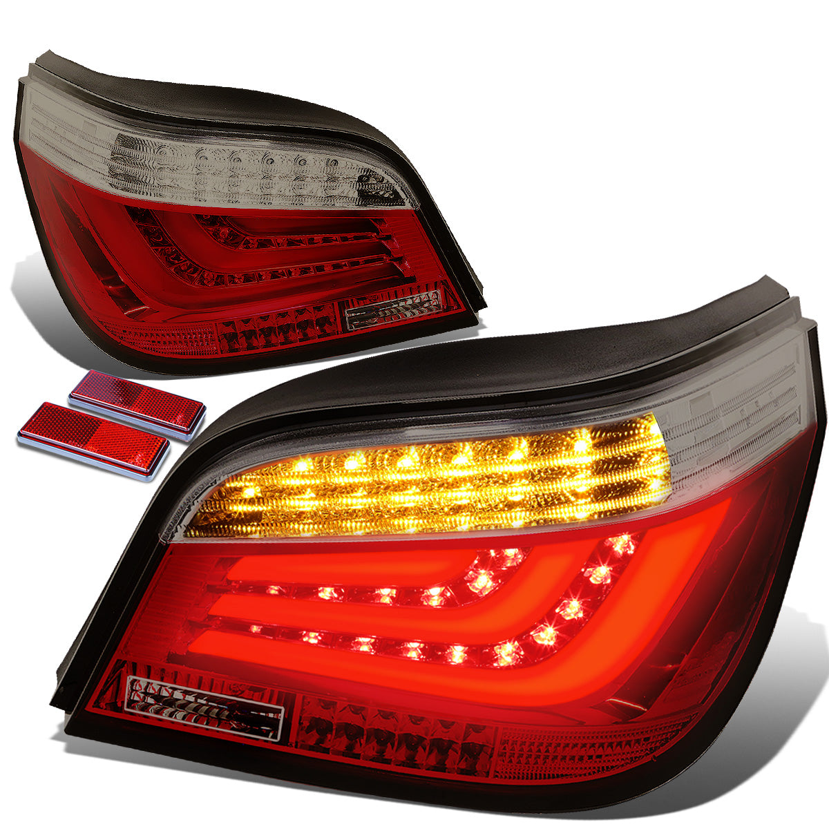 FAROS TRASEROS 08-10 BMW 5-SERIES E60 - 4-DR - 3D STRIP - LED - SMOKE / RED