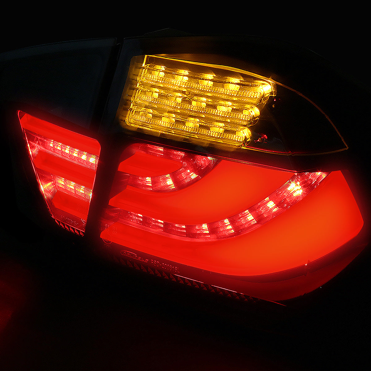 FAROS TRASEROS 05-08 BMW 3-SERIES E90 4-DR - 3D STRIP - LED - BLACK / SMOKE