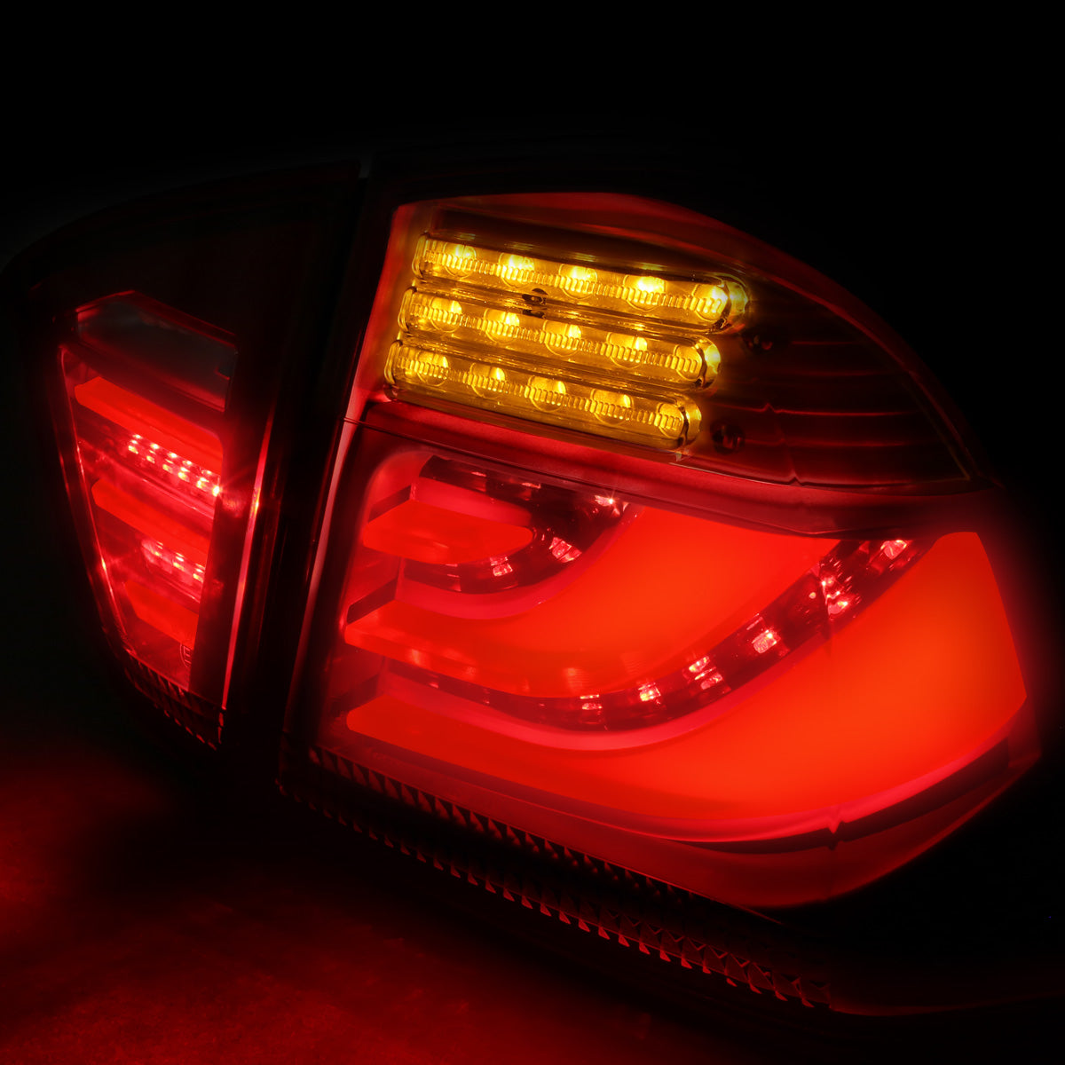 FAROS TRASEROS 05-08 BMW 3-SERIES E90 4-DR - 3D STRIP - LED - RED / CLEAR