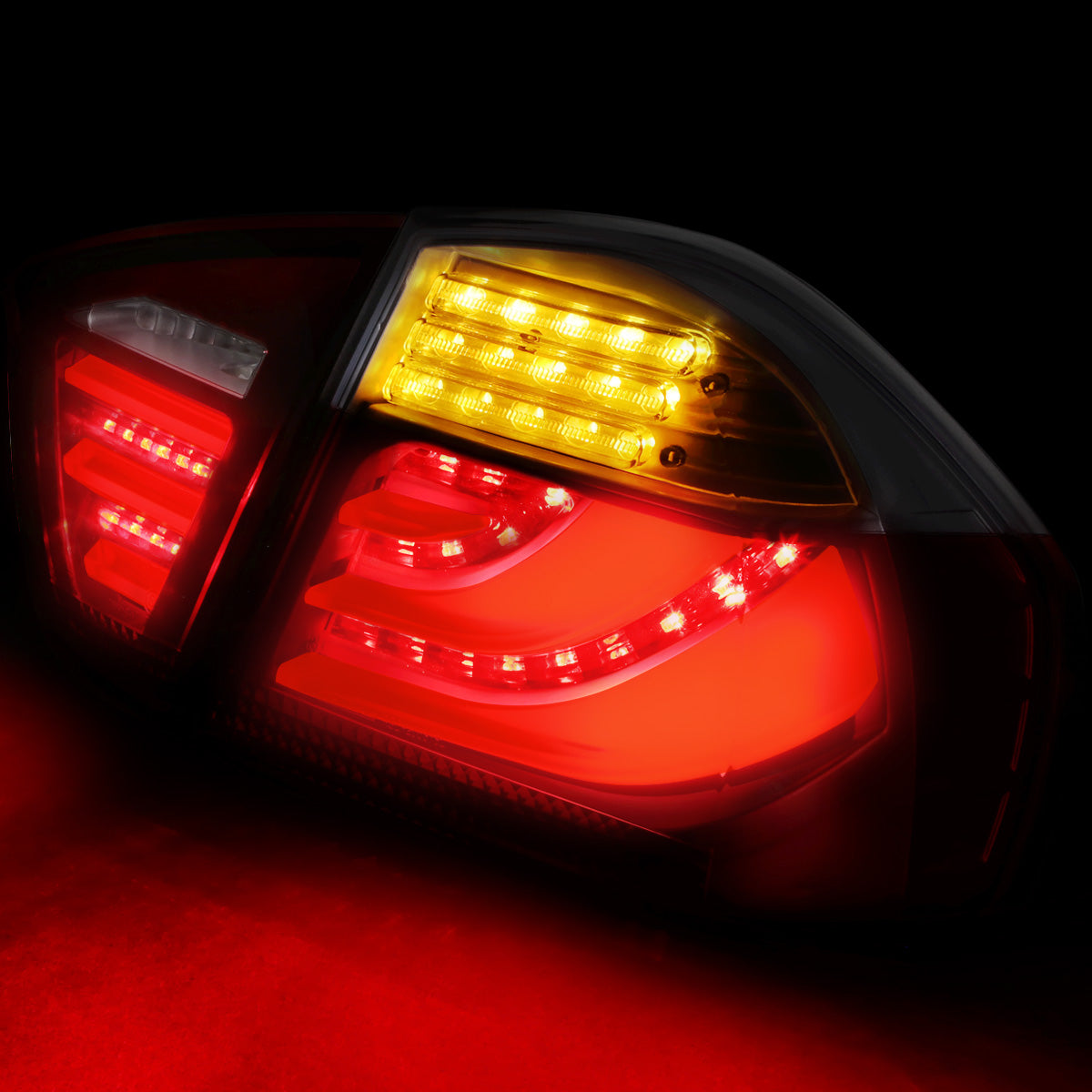 FAROS TRASEROS 05-08 BMW 3-SERIES E90 4-DR - 3D STRIP - LED - RED / SMOKE