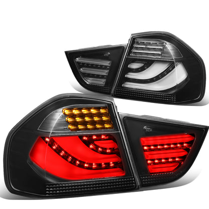 FAROS TRASEROS 09-11 BMW 3-SERIES E90 - 3D STRIP - LED - BLACK / SMOKE
