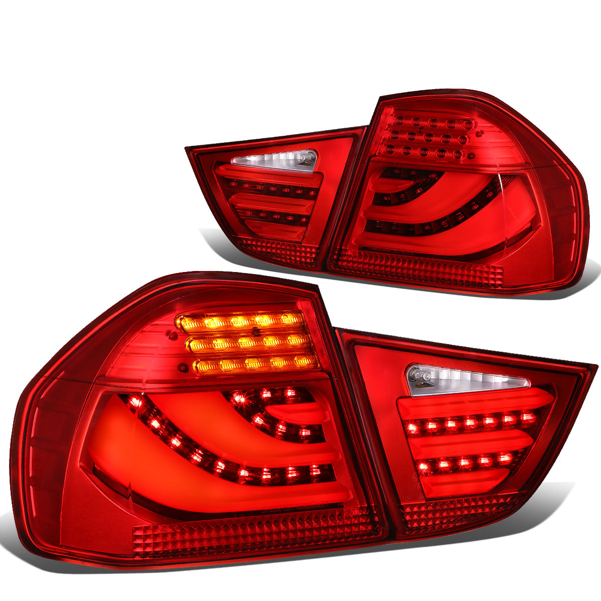 FAROS TRASEROS 09-11 BMW 3-SERIES E90 - 3D STRIP - LED - RED / RED
