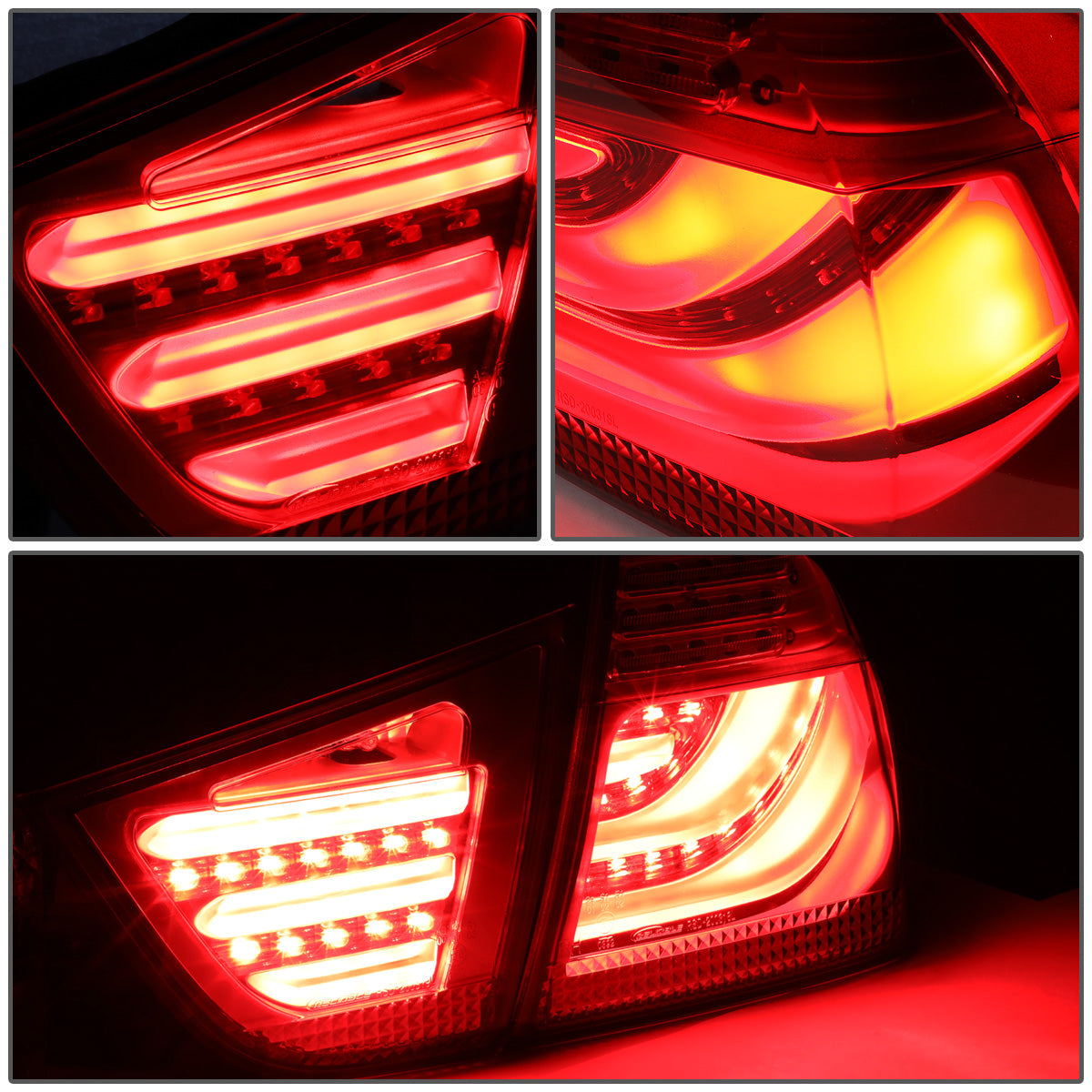 FAROS TRASEROS 09-11 BMW 3-SERIES E90 - 3D STRIP - LED - RED / RED