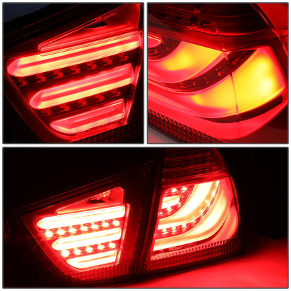 FAROS TRASEROS 09-11 BMW 3-SERIES E90 - 3D STRIP - LED - RED / RED