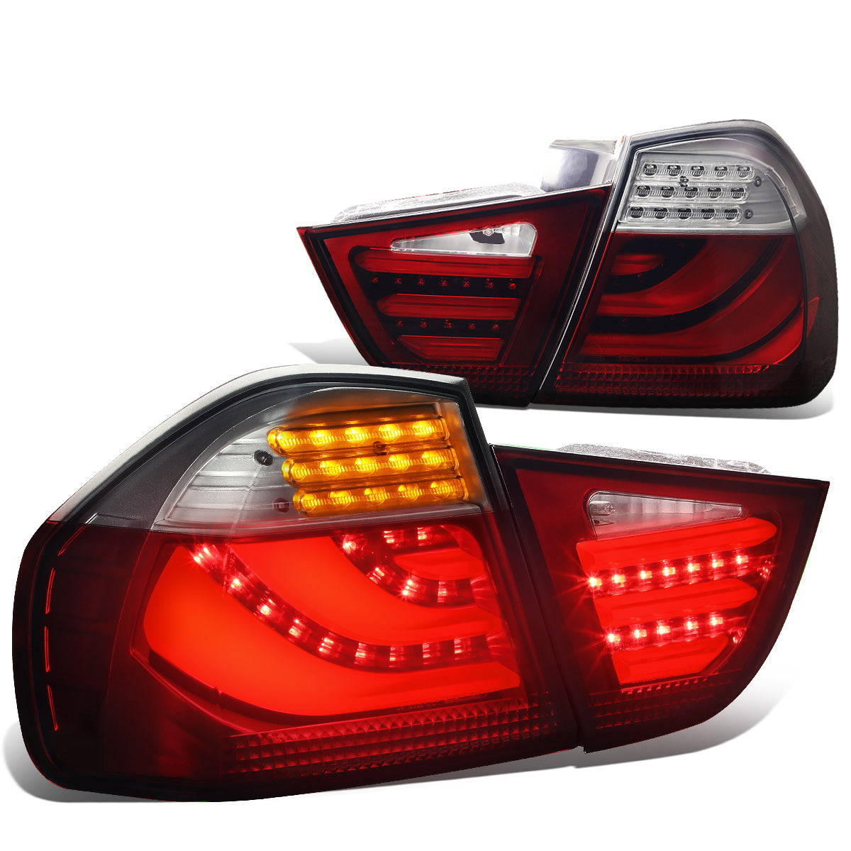 FAROS TRASEROS 09-11 BMW 3-SERIES E90 - 3D STRIP - LED - RED / SMOKE