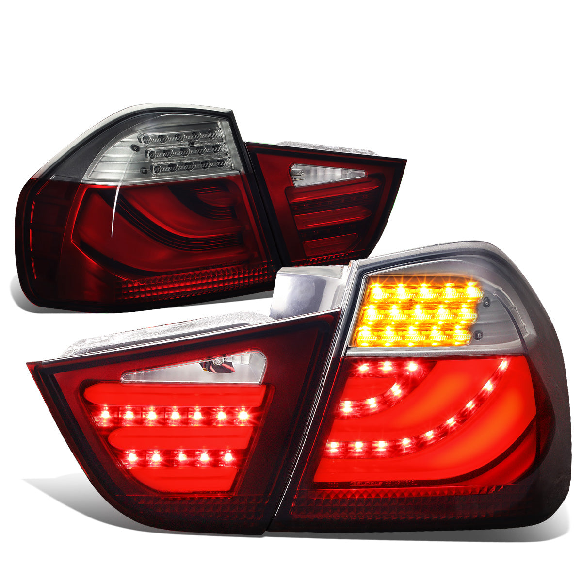 FAROS TRASEROS 09-11 BMW 3-SERIES E90 - 3D STRIP - LED - RED / SMOKE
