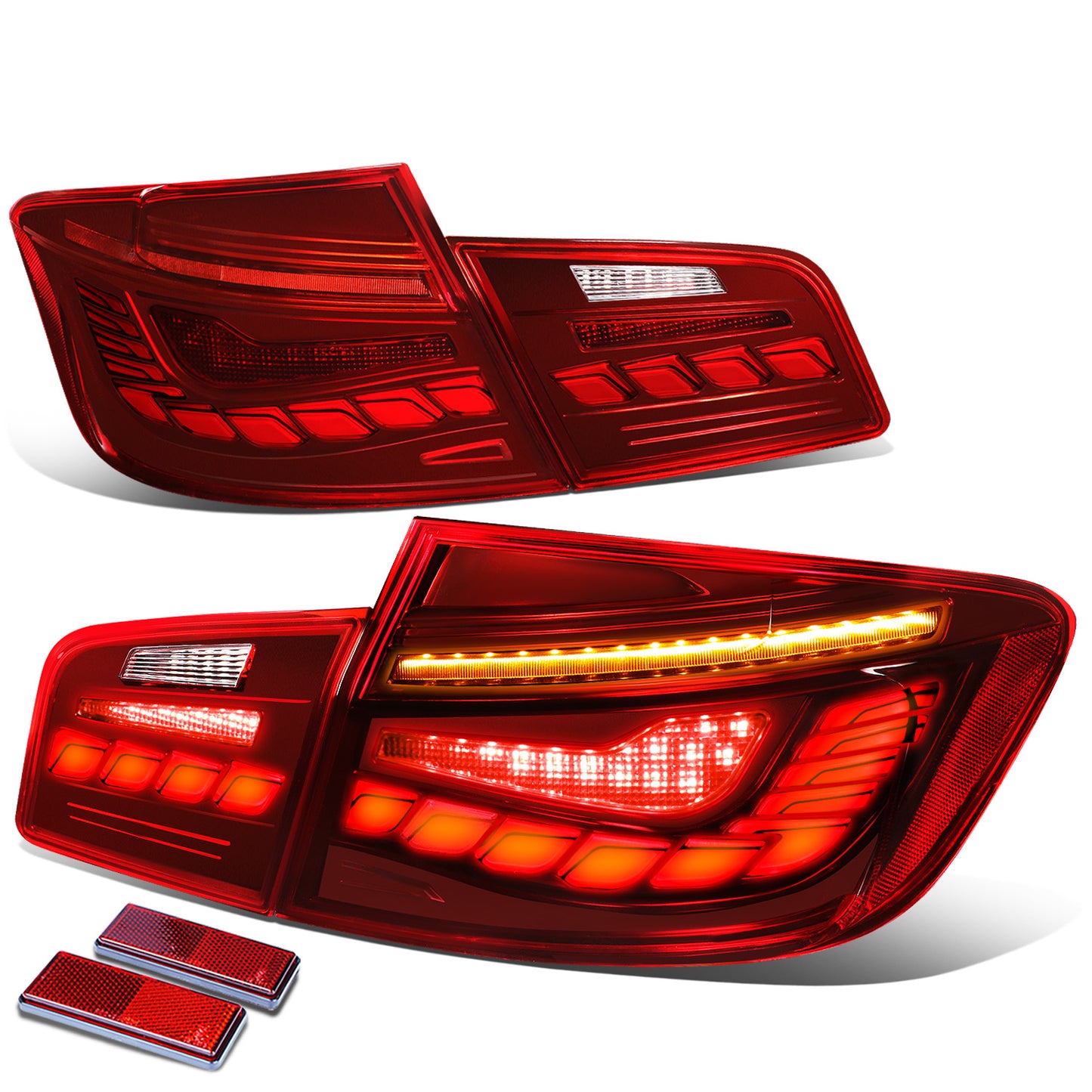 FAROS TRASEROS 11-16 BMW 528I / 11-16 BMW 535I / 12-16 BMW 550I / 12-16 BMW M5 / 12-16 BMW ACTIVEHYBRID 5 - FITS SEDAN MODELS ONLY - 3D BAR - LED - CLEAR / RED