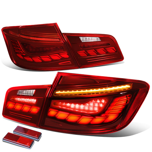 FAROS TRASEROS 11-16 BMW 528I / 11-16 BMW 535I / 12-16 BMW 550I / 12-16 BMW M5 / 12-16 BMW ACTIVEHYBRID 5 - FITS SEDAN MODELS ONLY - 3D BAR - LED - CLEAR / RED