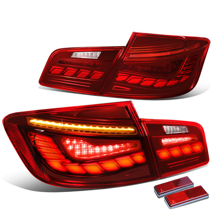 FAROS TRASEROS 11-16 BMW 528I / 11-16 BMW 535I / 12-16 BMW 550I / 12-16 BMW M5 / 12-16 BMW ACTIVEHYBRID 5 - FITS SEDAN MODELS ONLY - 3D BAR - LED - CLEAR / RED