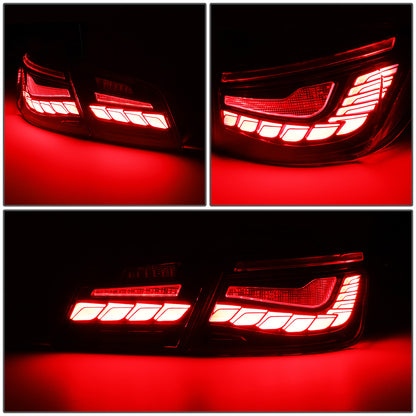 FAROS TRASEROS 11-16 BMW 528I / 11-16 BMW 535I / 12-16 BMW 550I / 12-16 BMW M5 / 12-16 BMW ACTIVEHYBRID 5 - FITS SEDAN MODELS ONLY - 3D BAR - LED - CLEAR / RED