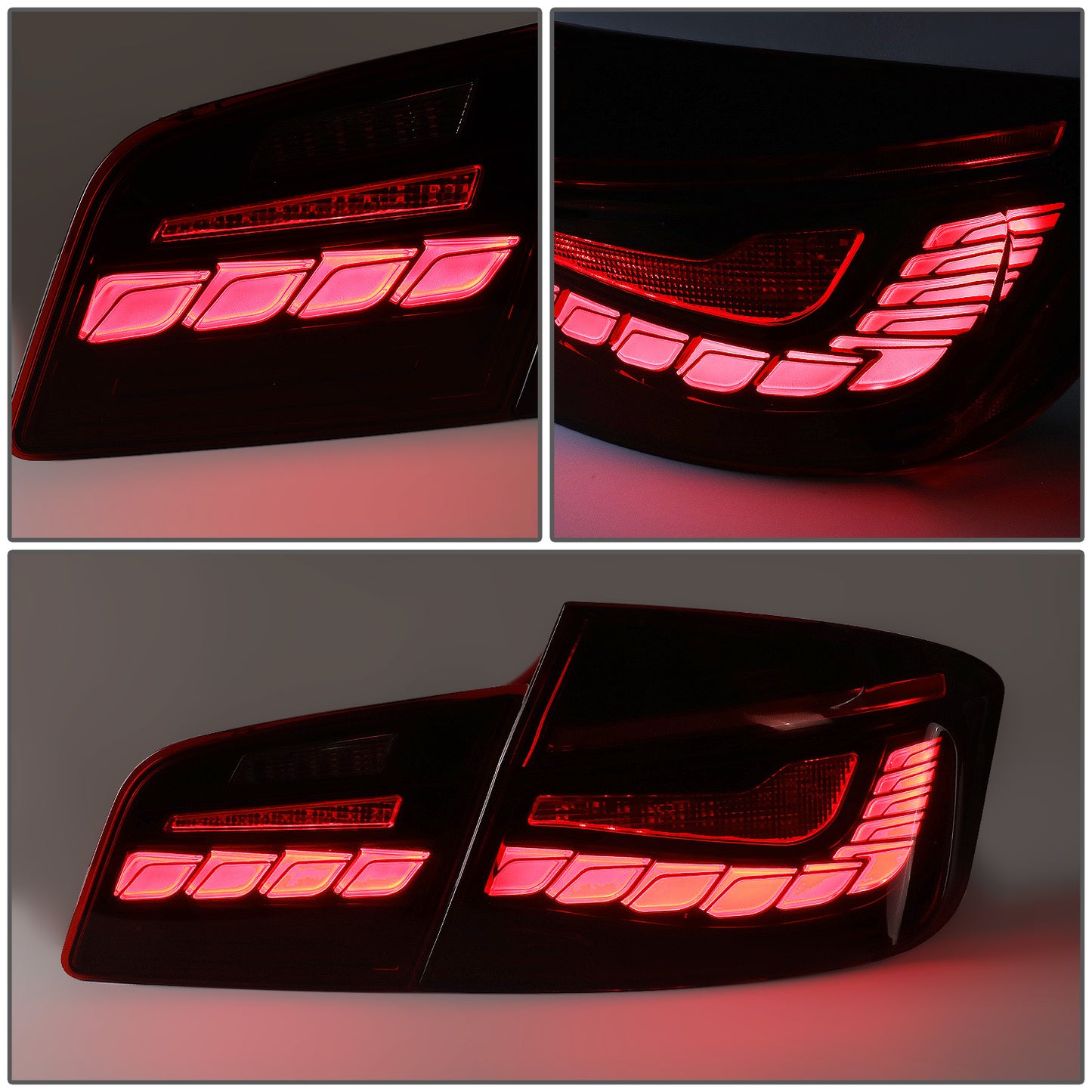 FAROS TRASEROS 11-16 BMW 528I / 11-16 BMW 535I / 12-16 BMW 550I / 12-16 BMW M5 / 12-16 BMW ACTIVEHYBRID 5 - FITS SEDAN MODELS ONLY - 3D BAR - LED - CLEAR / RED