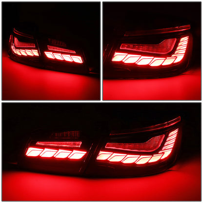 FAROS TRASEROS 11-16 BMW 528I / 11-16 BMW 535I / 12-16 BMW 550I / 12-16 BMW M5 / 12-16 BMW ACTIVEHYBRID 5 - FITS SEDAN MODELS ONLY - 3D BAR - LED - SMOKE / RED