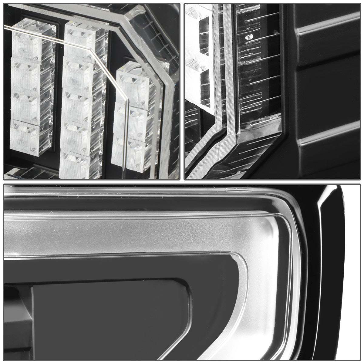 FAROS TRASEROS 15-17 FORD F-150 - 3D STRIP - TRON STYLE - LED - BLACK / CLEAR