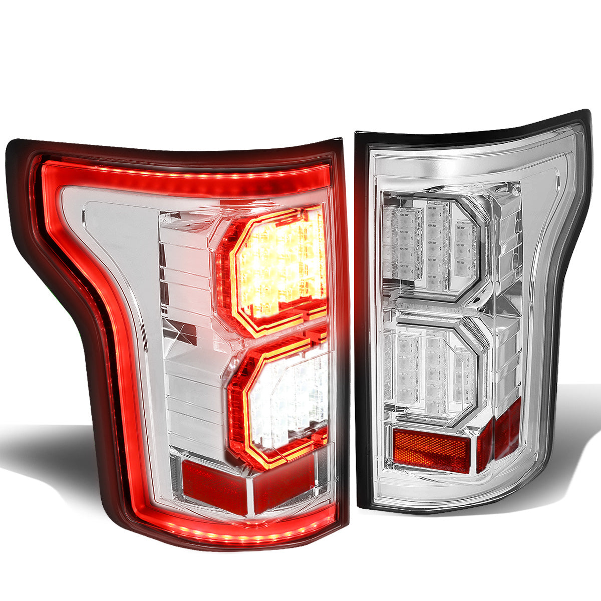 FAROS TRASEROS 15-17 FORD F-150 - 3D STRIP - TRON STYLE - LED - CHROME / CLEAR