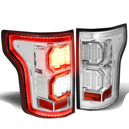 FAROS TRASEROS 15-17 FORD F-150 - 3D STRIP - TRON STYLE - LED - CHROME / CLEAR