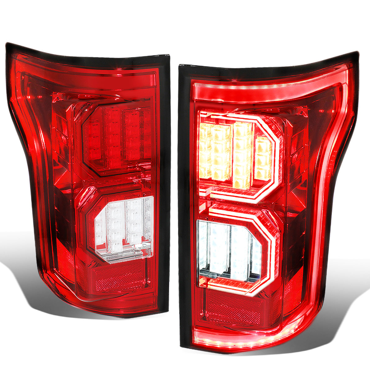 FAROS TRASEROS 15-17 FORD F-150 - 3D STRIP - TRON STYLE - LED - CHROME / RED