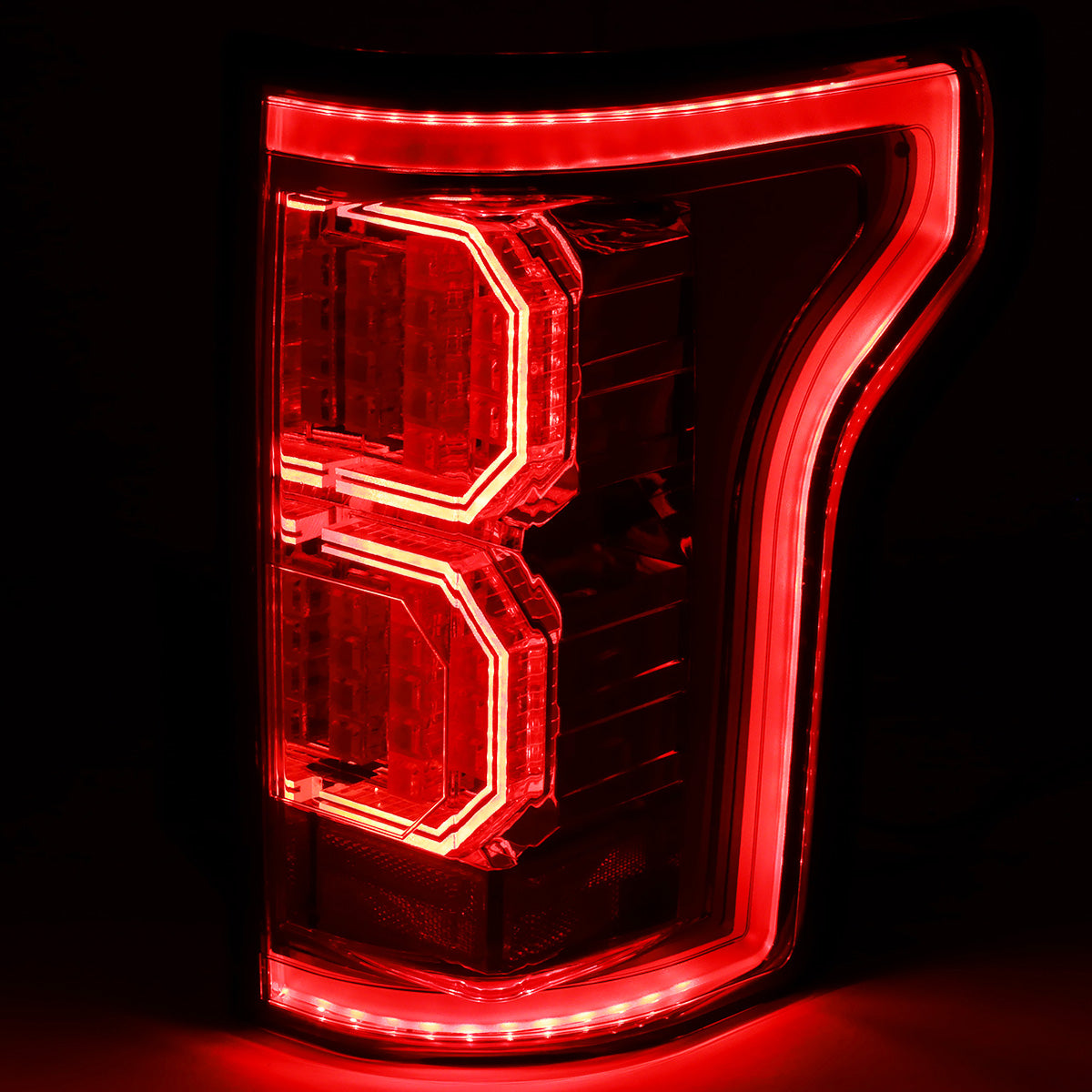 FAROS TRASEROS 15-17 FORD F-150 - 3D STRIP - TRON STYLE - LED - CHROME / RED