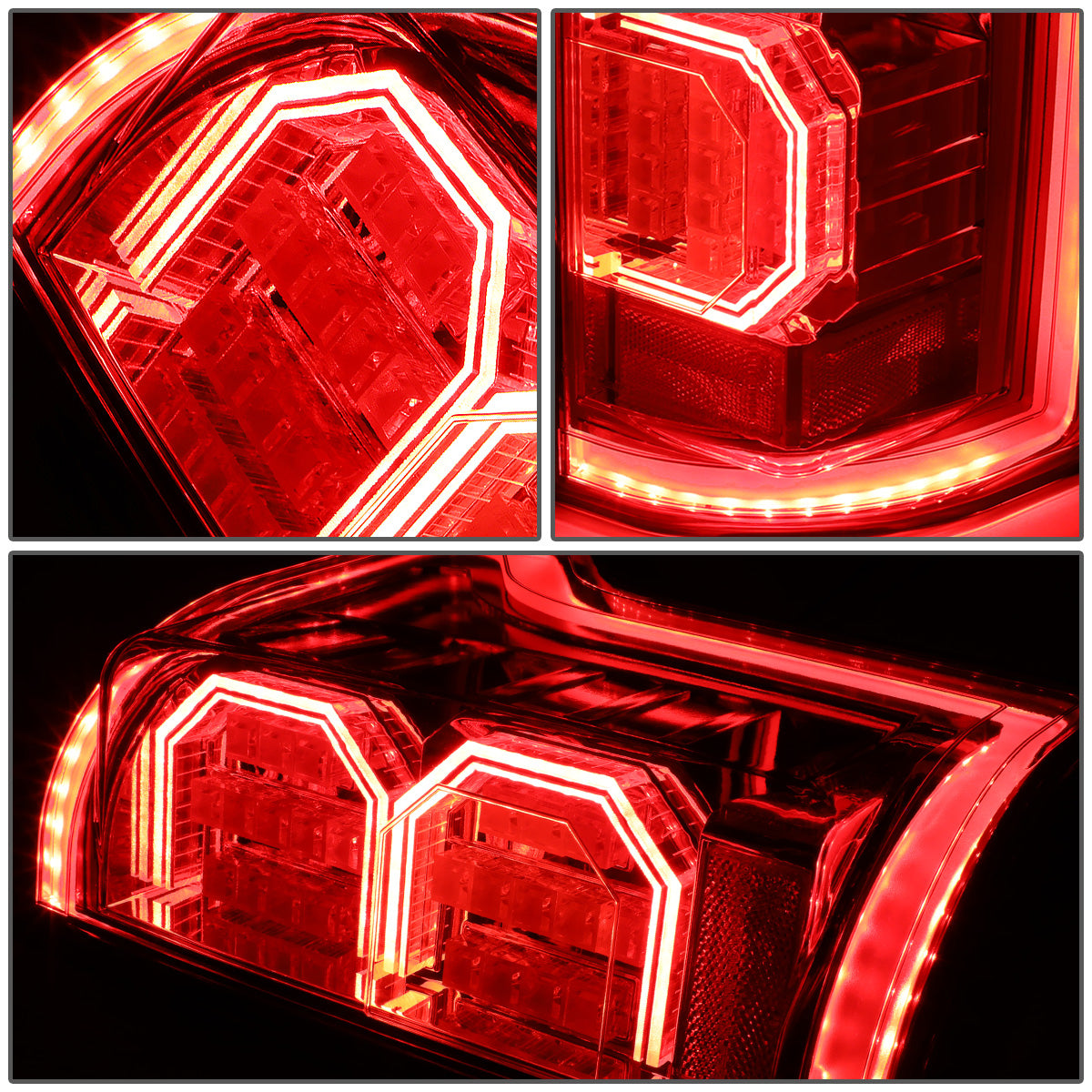 FAROS TRASEROS 15-17 FORD F-150 - 3D STRIP - TRON STYLE - LED - CHROME / RED