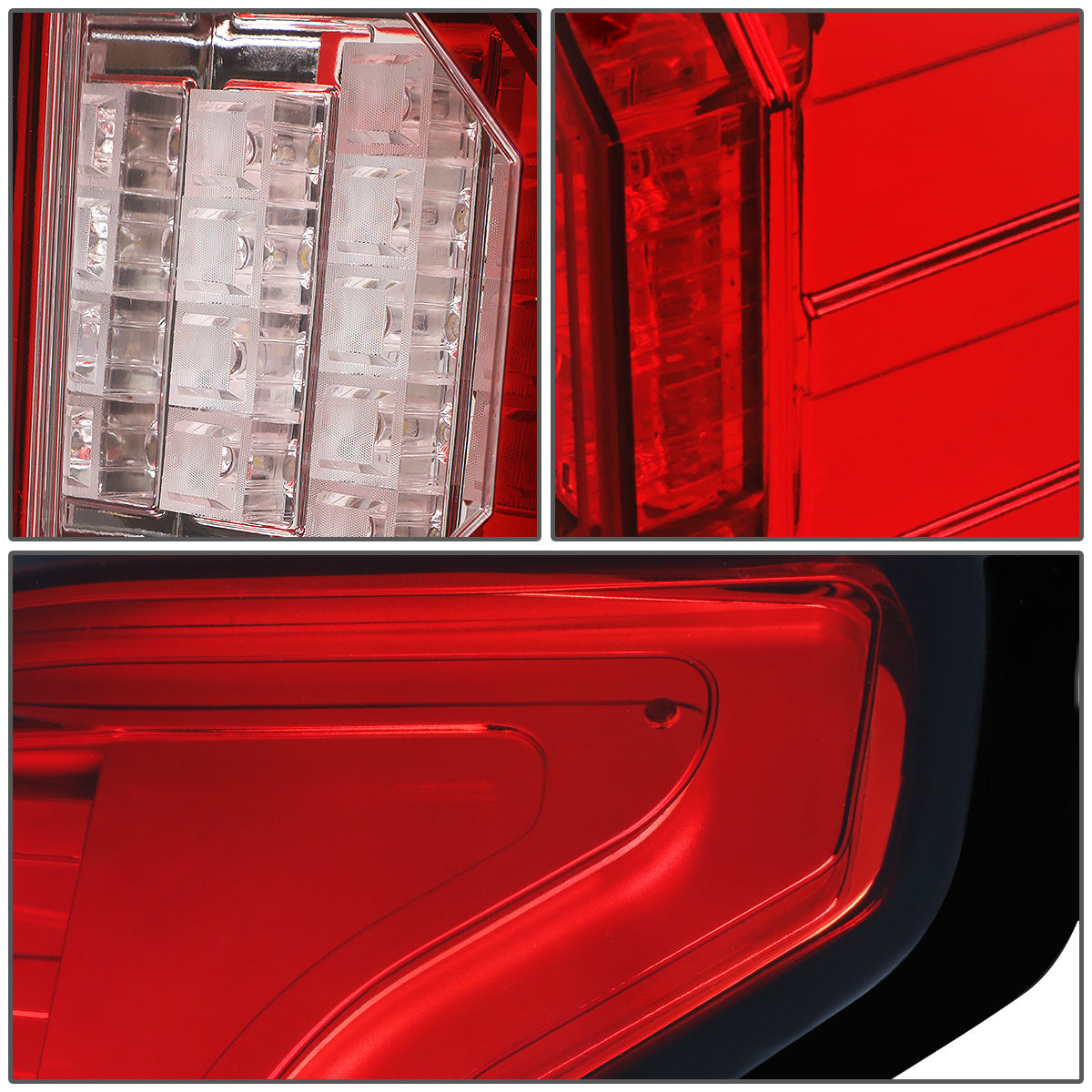 FAROS TRASEROS 15-17 FORD F-150 - 3D STRIP - TRON STYLE - LED - CHROME / RED