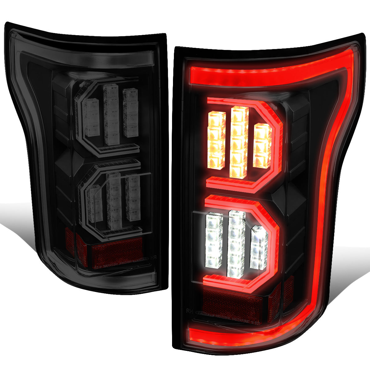 FAROS TRASEROS 15-17 FORD F-150 - 3D STRIP - TRON STYLE - LED - BLACK / SMOKE
