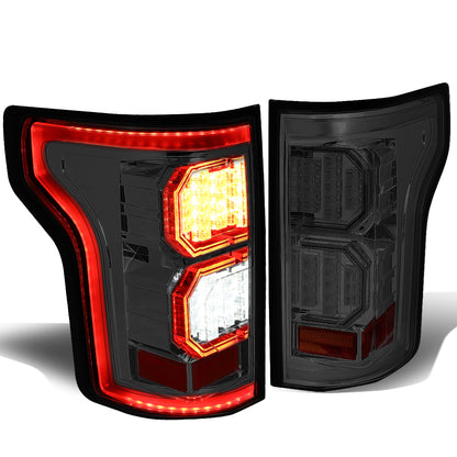 FAROS TRASEROS 15-17 FORD F-150 - 3D STRIP - TRON STYLE - LED - CHROME / SMOKE