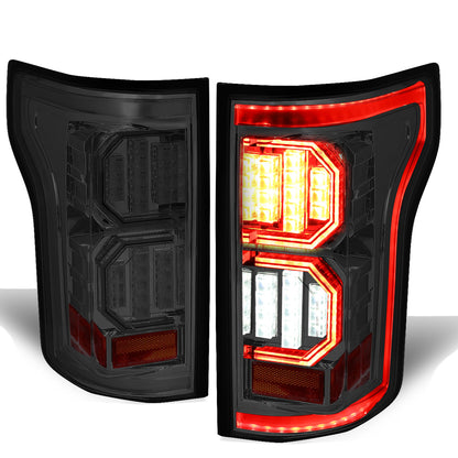 FAROS TRASEROS 15-17 FORD F-150 - 3D STRIP - TRON STYLE - LED - CHROME / SMOKE