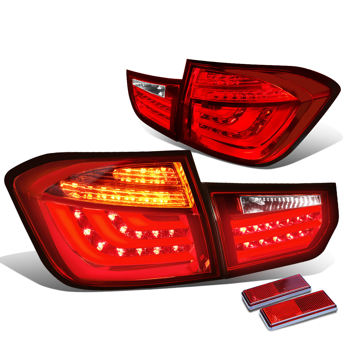 FAROS TRASEROS 13-15 BMW 3-SERIES F30 - 4DR - 3D STRIP - LED - RED / CLEAR