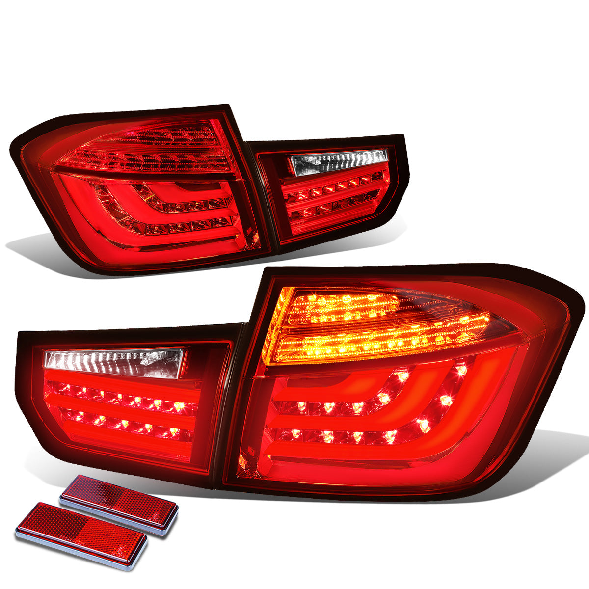 FAROS TRASEROS 13-15 BMW 3-SERIES F30 - 4DR - 3D STRIP - LED - RED / CLEAR