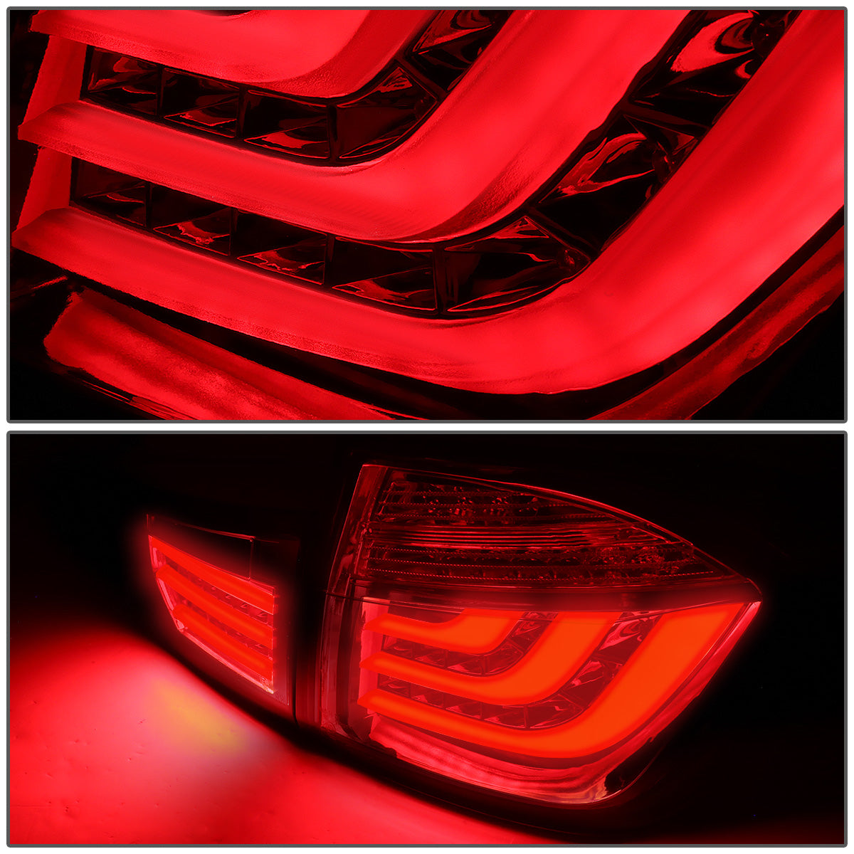 FAROS TRASEROS 13-15 BMW 3-SERIES F30 - 4DR - 3D STRIP - LED - RED / CLEAR