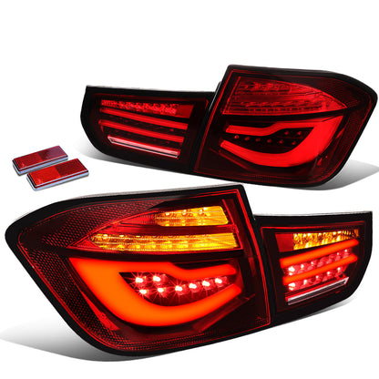 FAROS TRASEROS 12-13 BMW 325I 4-DR / 12-15 BMW 320I, 328I, 335I 4-DR / 14-15 BMW 328D 4-DR - 3D STRIP - LED - RED / CLEAR