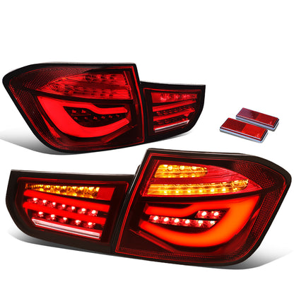 FAROS TRASEROS 12-13 BMW 325I 4-DR / 12-15 BMW 320I, 328I, 335I 4-DR / 14-15 BMW 328D 4-DR - 3D STRIP - LED - RED / CLEAR