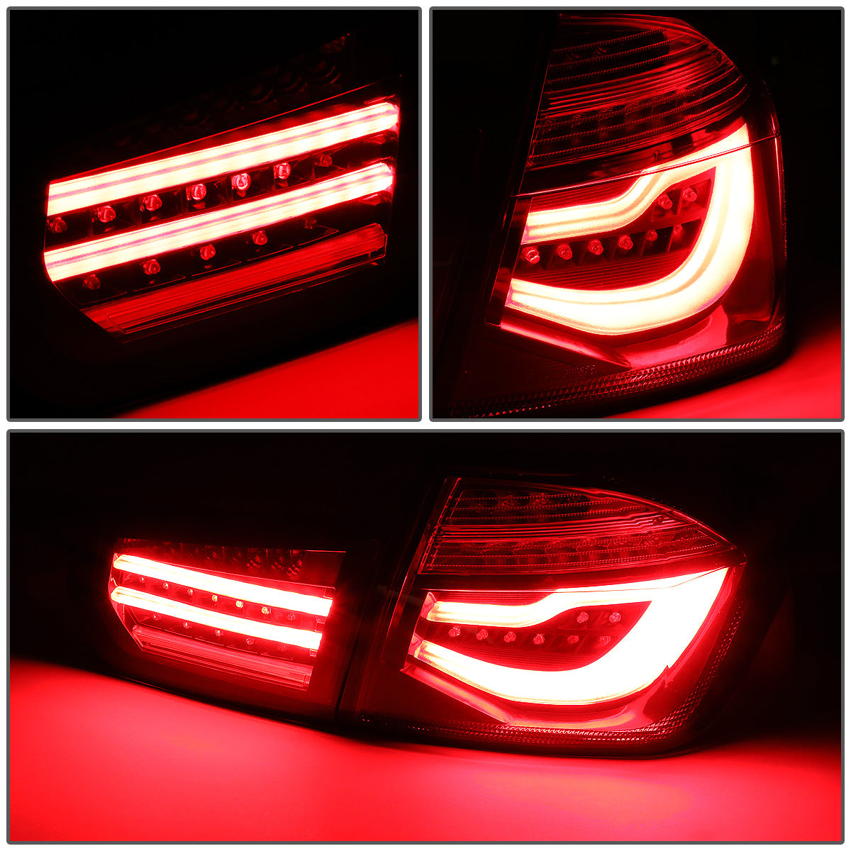 FAROS TRASEROS 12-13 BMW 325I 4-DR / 12-15 BMW 320I, 328I, 335I 4-DR / 14-15 BMW 328D 4-DR - 3D STRIP - LED - RED / CLEAR