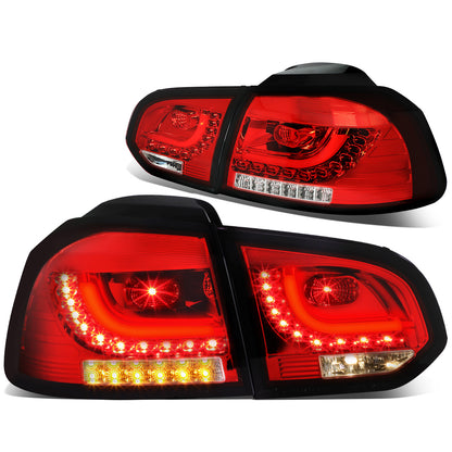 FAROS TRASEROS 10-14 VOLKSWAGEN GOLF HATCHBACK - 3D STRIP - LED - RED / CLEAR