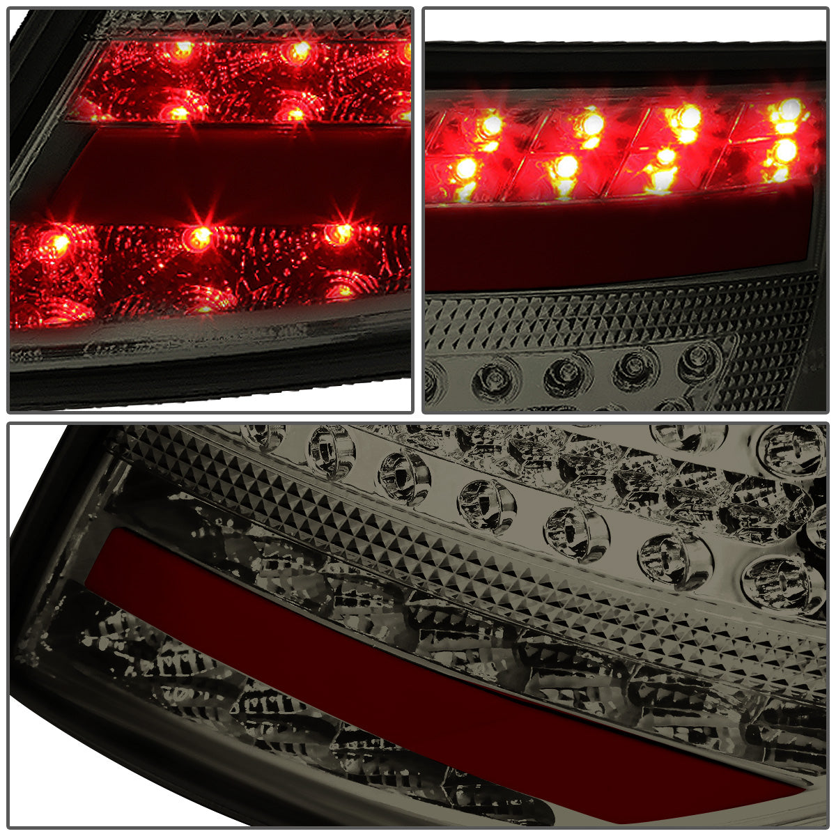 FAROS TRASEROS 12-14 MERCEDES BENZ C-CLASS W204 4-DOOR - 3D STRIP - LED - BLACK / SMOKE