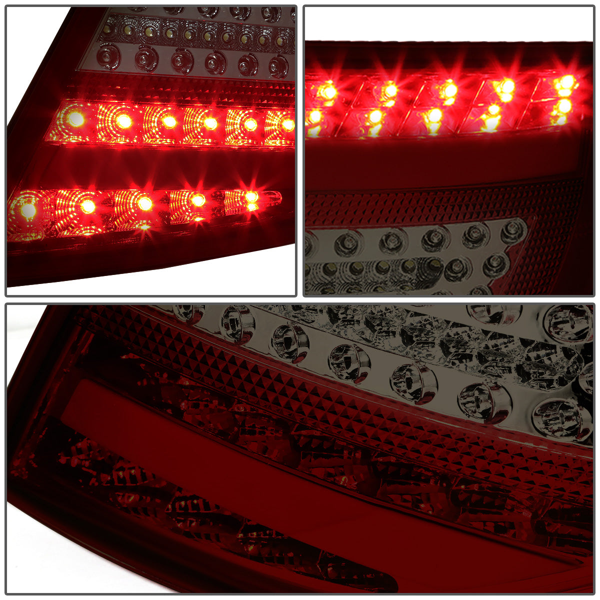 FAROS TRASEROS 12-14 MERCEDES BENZ C-CLASS W204 4-DOOR - 3D STRIP - LED - RED / SMOKE