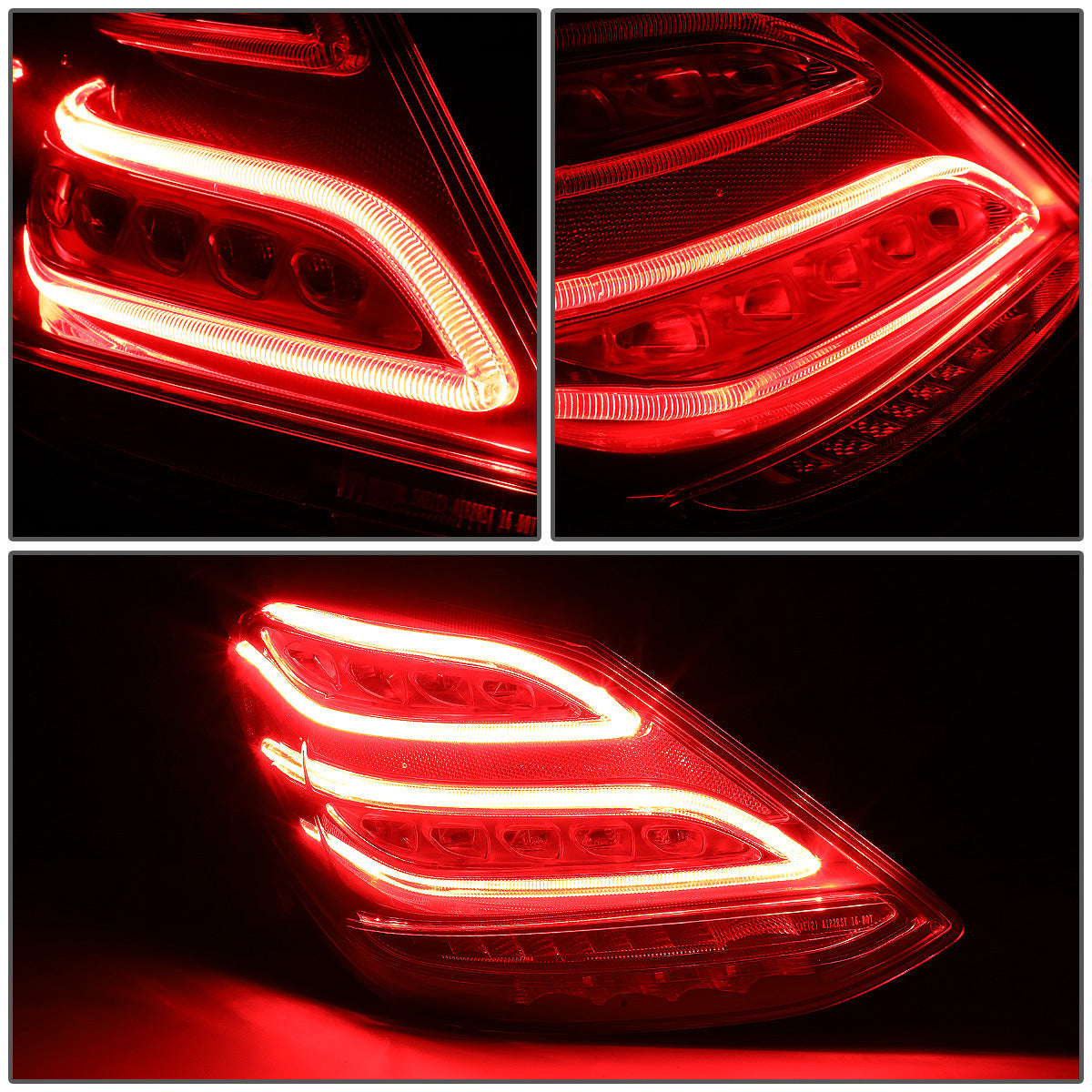 FAROS TRASEROS 15-18 MERCEDES C180, MERCEDES C200, MERCEDES C250, MERCEDES C300, MERCEDES C63 AMG / 16-18 MERCEDES C350E / 2015 MERCEDES C400 / 17-18 MERCEDES C43 AMG / 2016 MERCEDES C450 - LED - RED / CLEAR