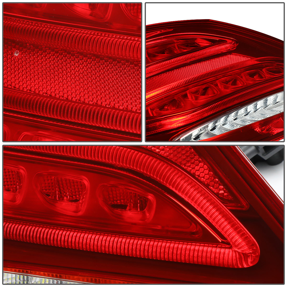 FAROS TRASEROS 15-18 MERCEDES C180, MERCEDES C200, MERCEDES C250, MERCEDES C300, MERCEDES C63 AMG / 16-18 MERCEDES C350E / 2015 MERCEDES C400 / 17-18 MERCEDES C43 AMG / 2016 MERCEDES C450 - LED - RED / CLEAR