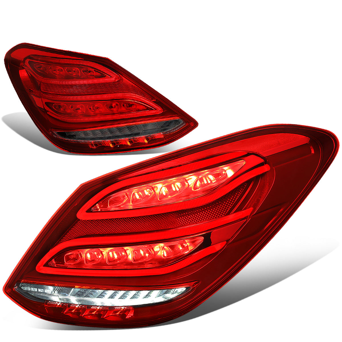 FAROS TRASEROS 15-18 MERCEDES C180, MERCEDES C200, MERCEDES C250, MERCEDES C300, MERCEDES C63 AMG / 16-18 MERCEDES C350E / 2015 MERCEDES C400 / 17-18 MERCEDES C43 AMG / 2016 MERCEDES C450 - LED - RED / SMOKE