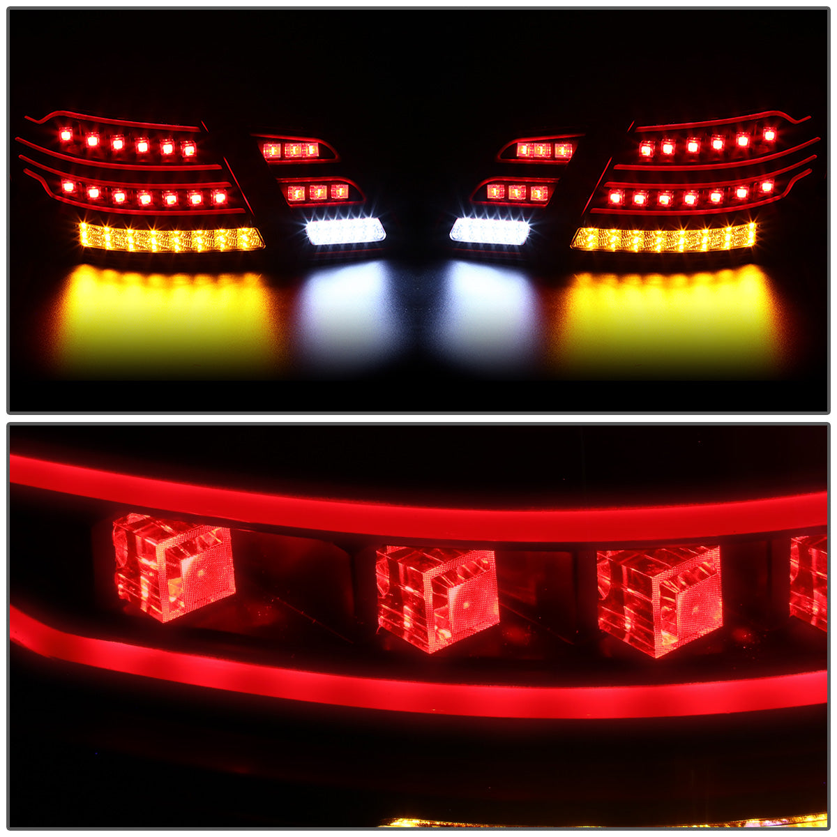 FAROS TRASEROS 10-12 MERCEDES-BENZ E-CLASS / 09-12 E63 AMG SEDAN - 3D LED - RED / CLEAR