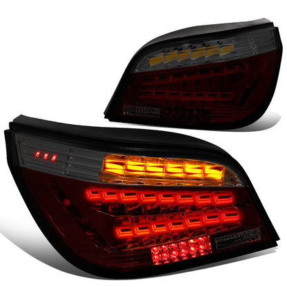 FAROS TRASEROS 04-07 BMW 525I, BMW 530I / 06-07 BMW 525XI, BMW 530XI / 04-06 BMW 545I - FITS 4-DR MODELS ONLY - OLED SEQUENTIAL - RED / SMOKE