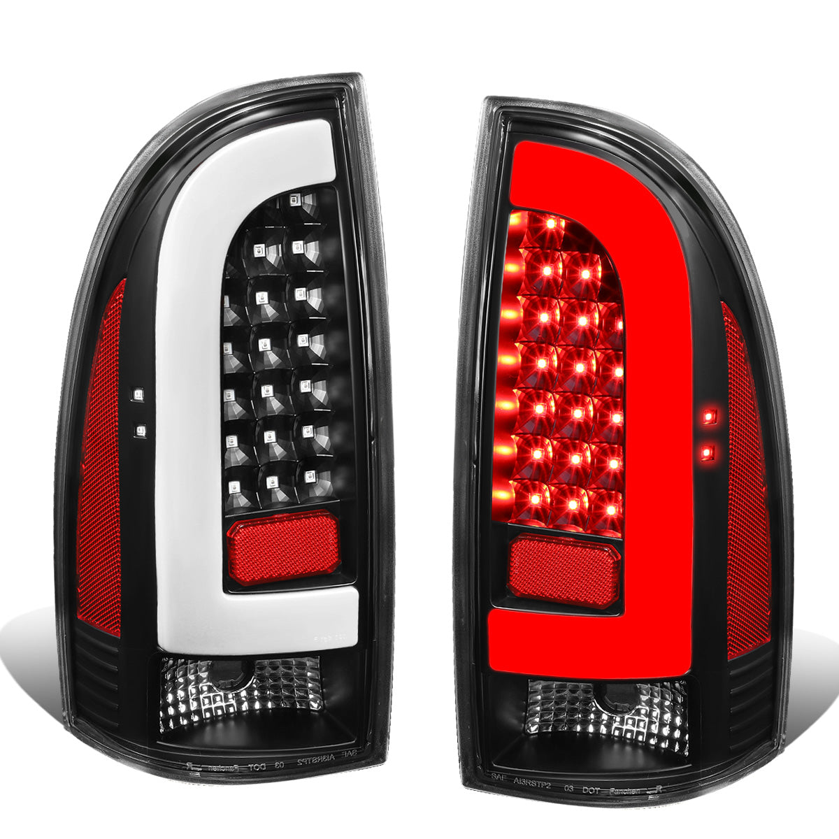 FAROS TRASEROS 05-15 TOYOTA TACOMA - L-BAR - 3D - LED - BLACK / CLEAR