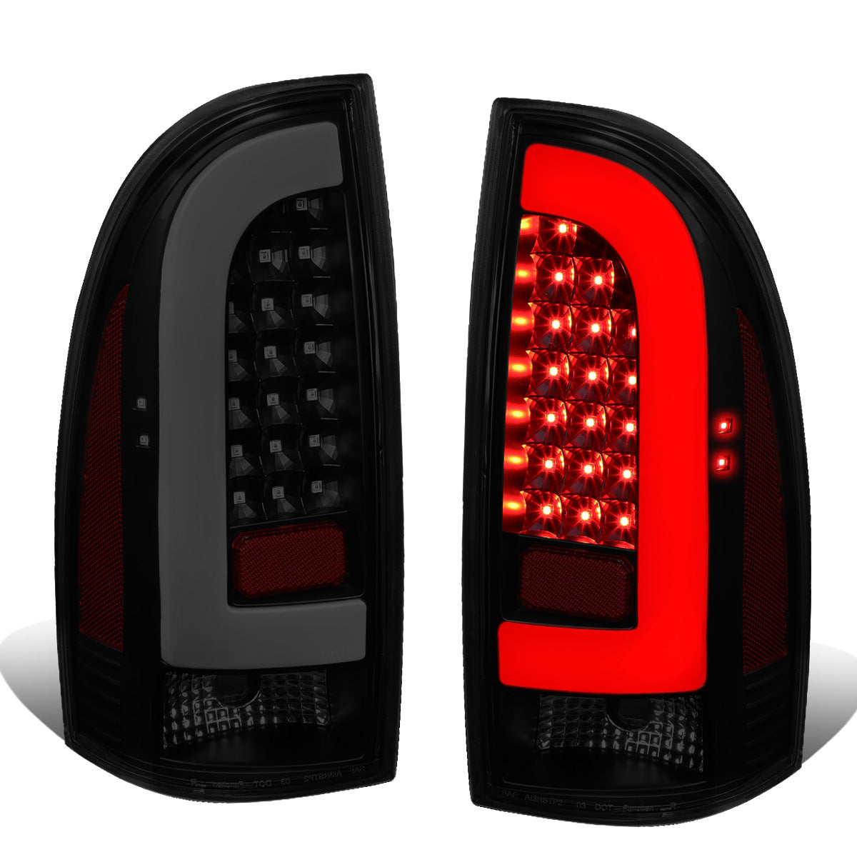 FAROS TRASEROS 05-15 TOYOTA TACOMA - L-BAR - 3D - LED - BLACK / SMOKE