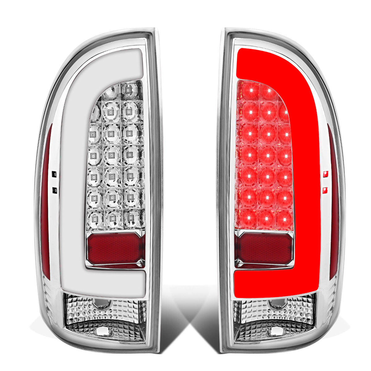 FAROS TRASEROS 05-15 TOYOTA TACOMA - L-BAR - 3D - LED - CHROME / CLEAR